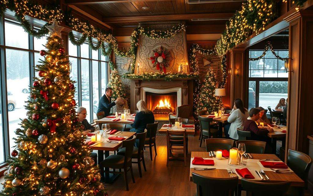 Restaurants decorated for Christmas